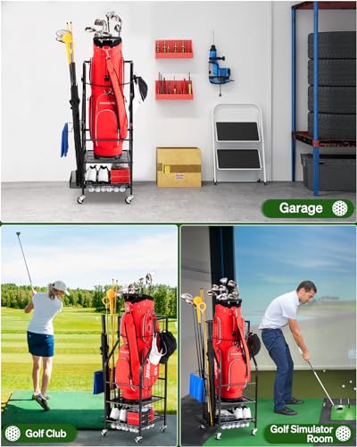 Golf Bag Storage Rack with Wheels B30826