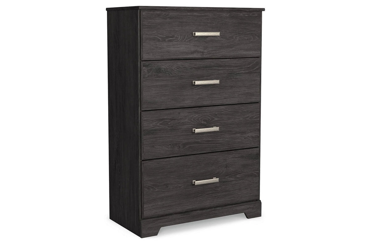 Black Four Drawer Engineered Wood Chest E942