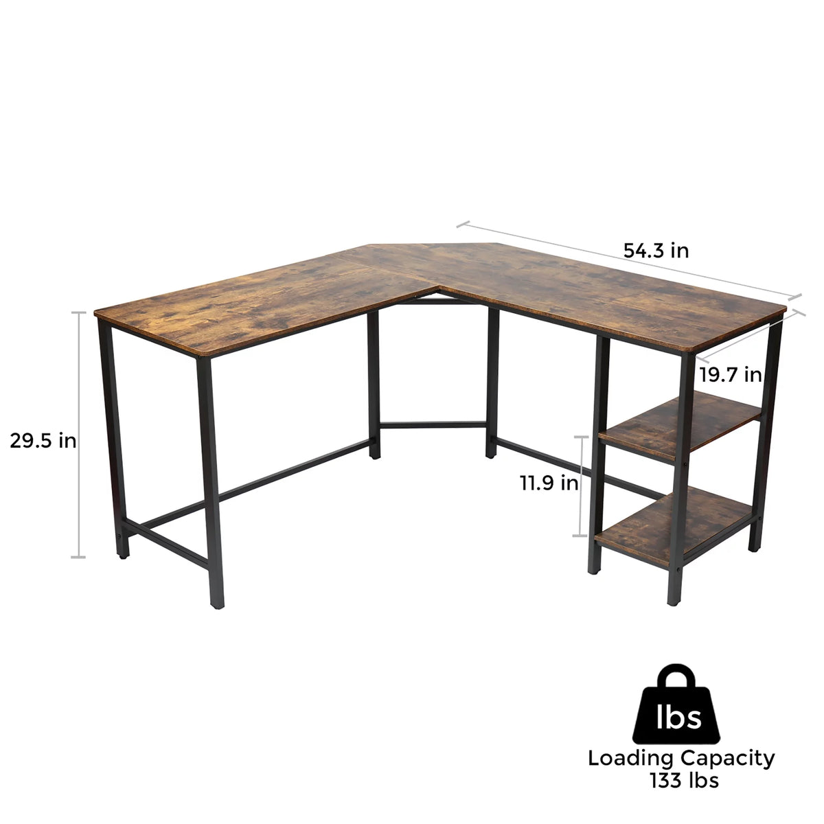 L Shaped Corner Computer Desk 54.3 inch with Storage Shelf W515411