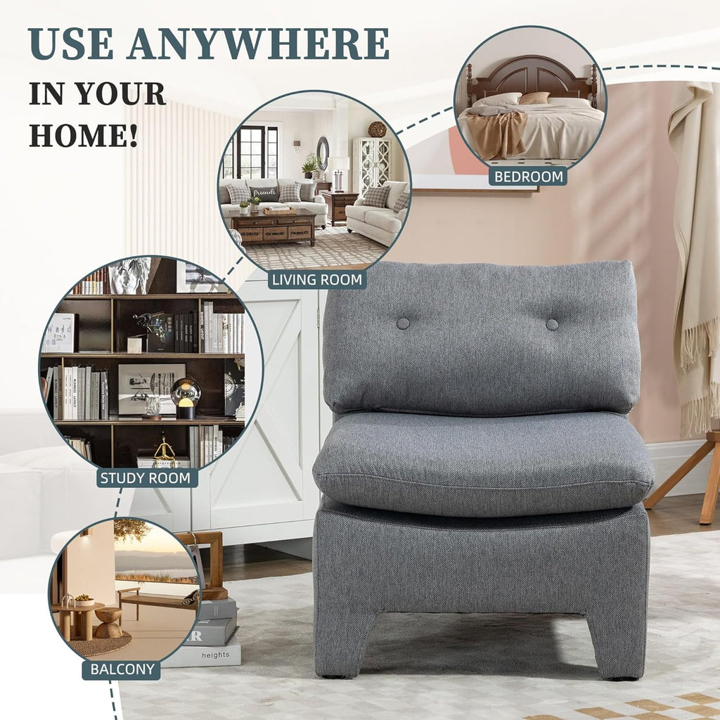 Gray Velvet Oversized Armless Chair A14367