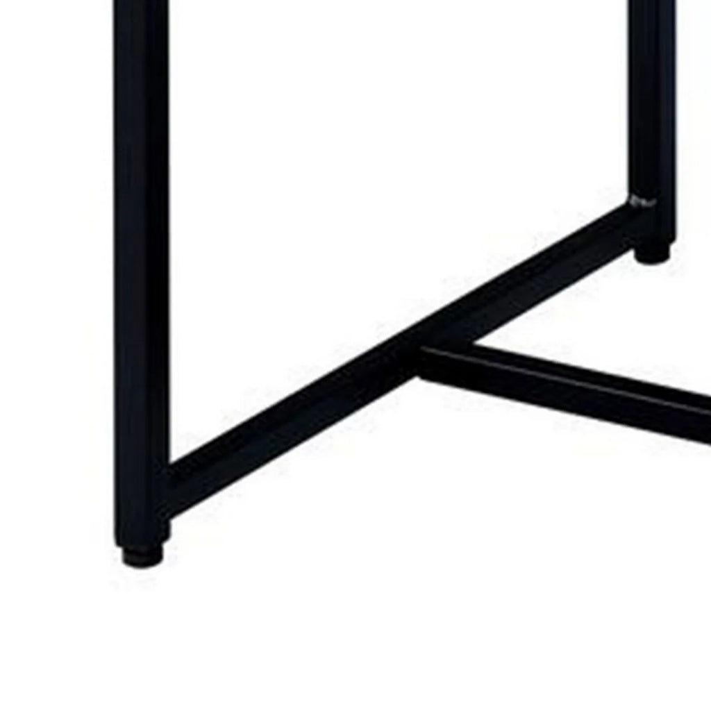 Brown and Black Wood and Metal End Table X296
