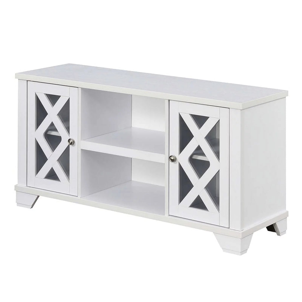 47" White TV Stand with Storage Cabinets T813426