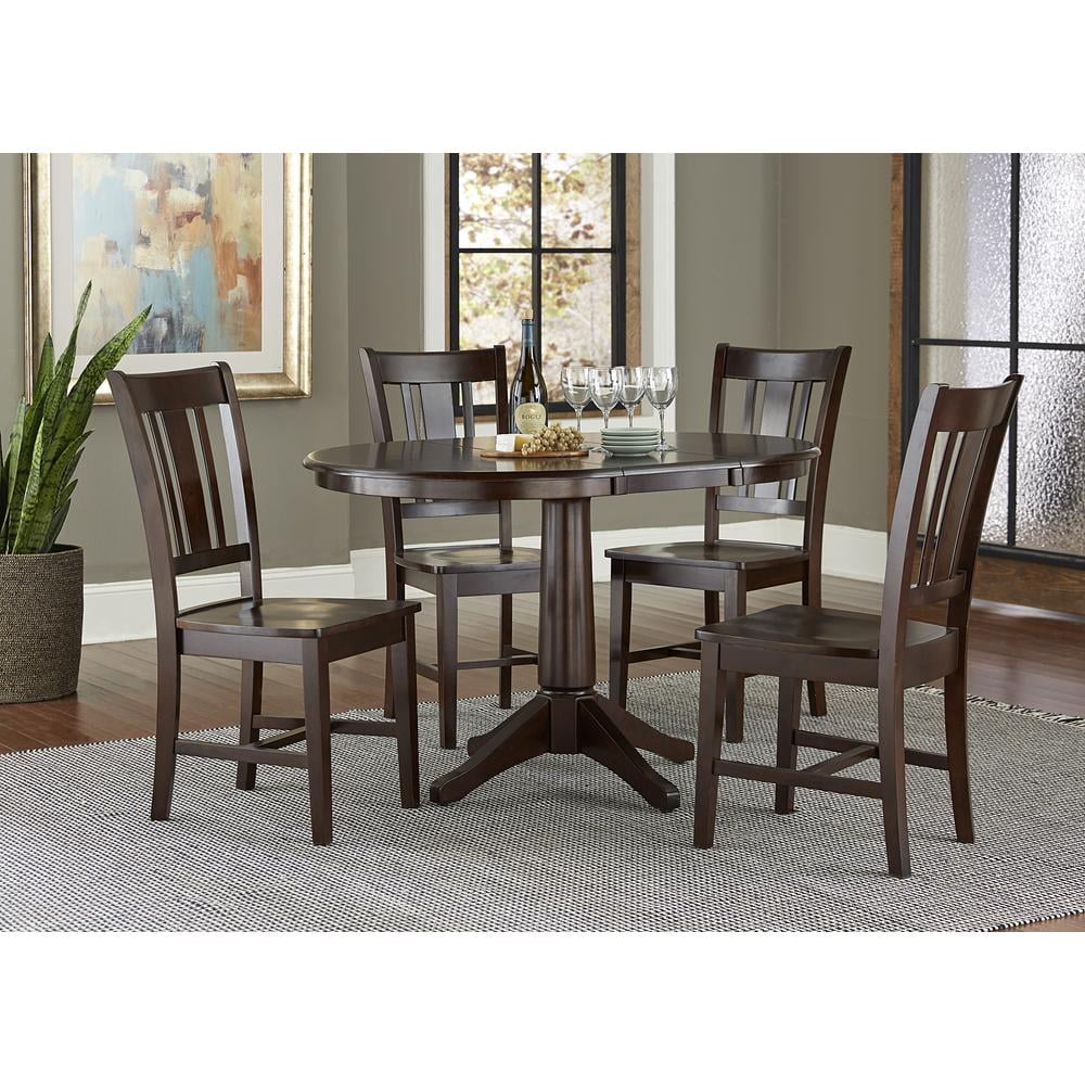 Round Extension Dining Table with 4 Chairs Set of 5 X58041