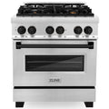 30 4.0 cu. ft. Dual Fuel Range Stainless Steel Black Matte Accents U642103