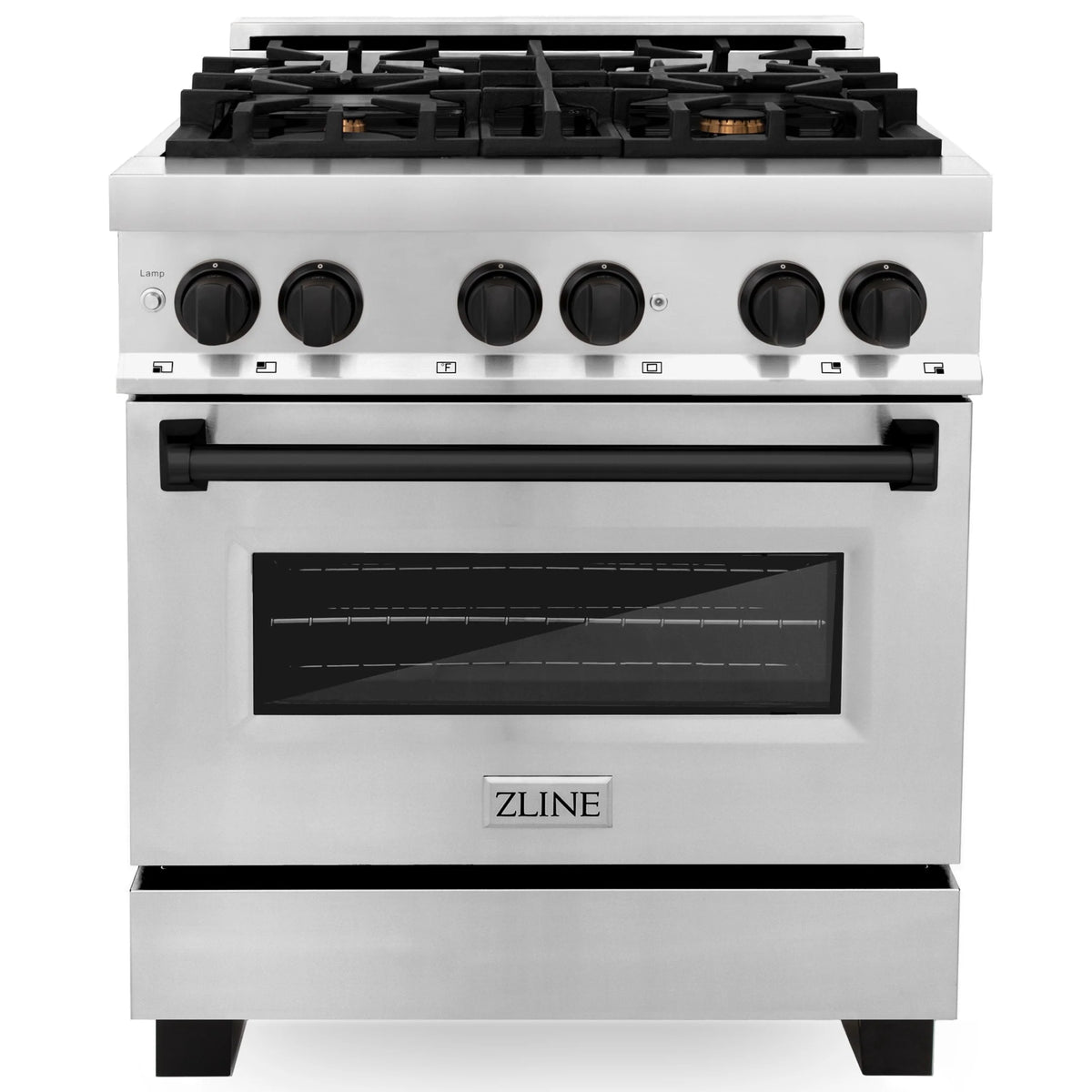 30 4.0 cu. ft. Dual Fuel Range Stainless Steel Black Matte Accents U642103