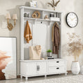White Hall Tree with Storage Cabinet and 2 Drawers N7673