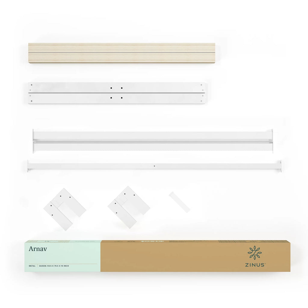 White Metal Platform Bed Frame, Queen Y9818