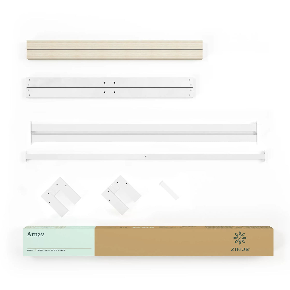 White Metal Platform Bed Frame, Queen Y9818