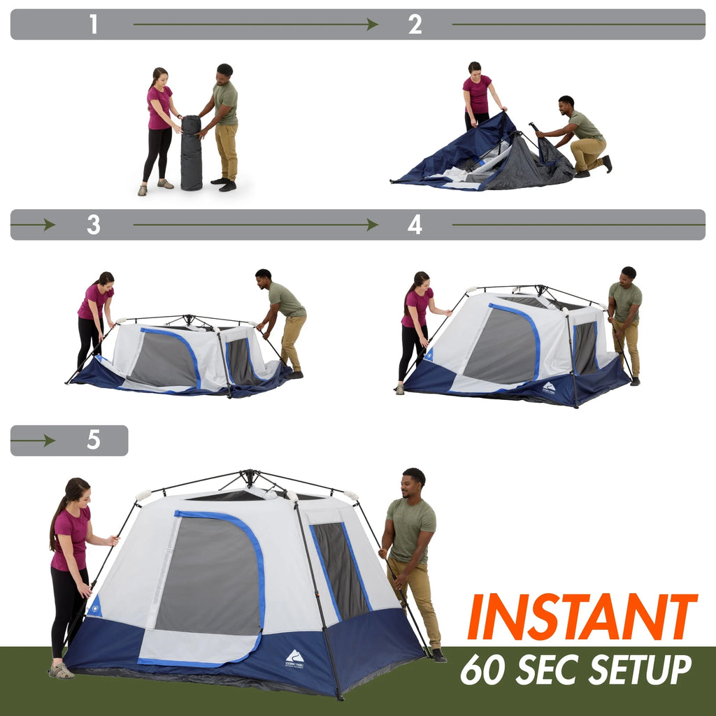 4-Person Instant Cabin Tent with LED Lighted Hub J365195