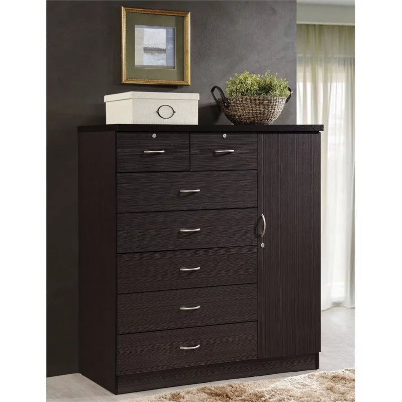 7 Drawer Wood Chest Set with Locks in Chocolate Z29003