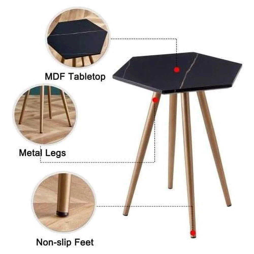 Faux Marble End & Side Table with Dark Metal Legs V4910
