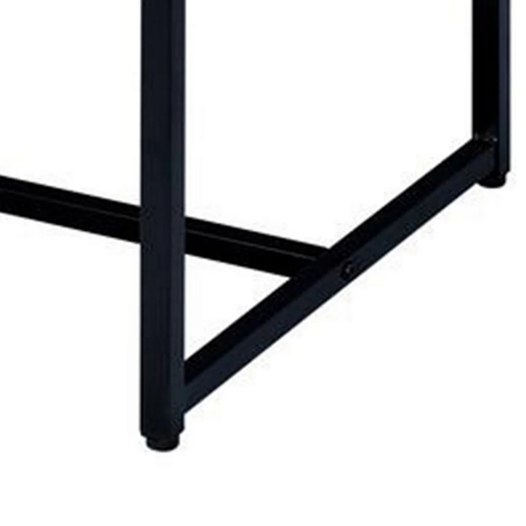 Brown and Black Wood and Metal End Table X296