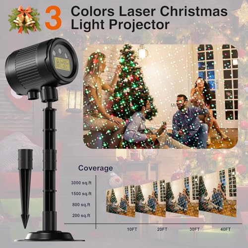 Christmas Projector Lights Outdoor 3 Colors RGB with Remote Control IP65 Waterproof F1771