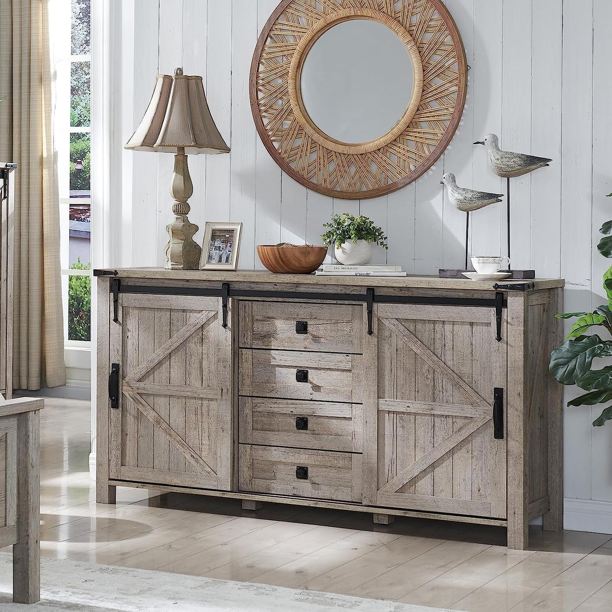 4 Drawer Light Rustic Oak Wood Dresser J5779