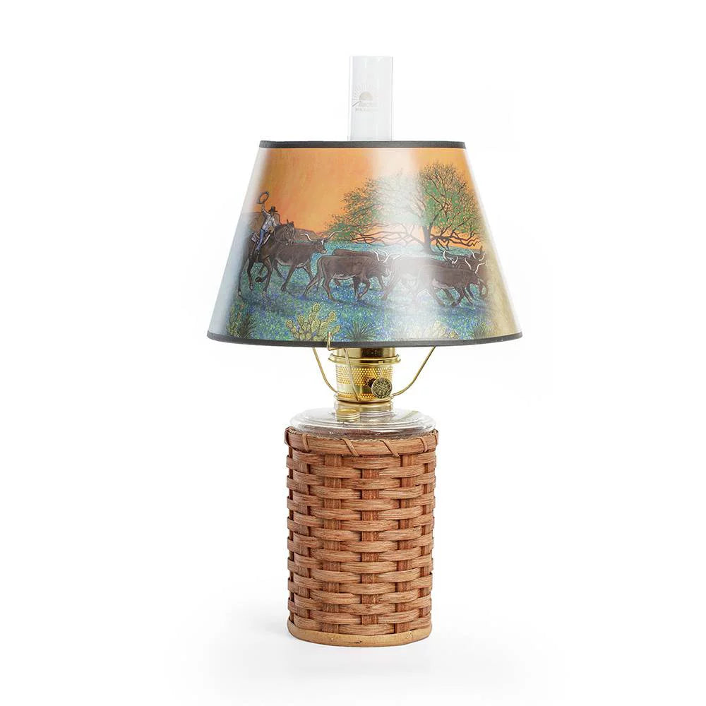 Wicker Oil Lamp with Shade C131024