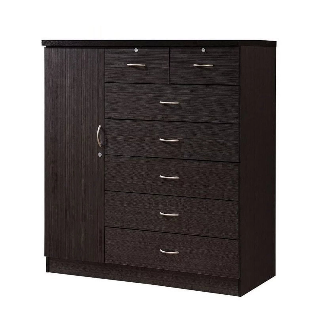 7 Drawer Wood Chest Set with Locks in Chocolate Z29003