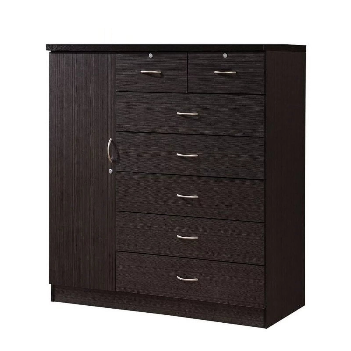 7 Drawer Wood Chest Set with Locks in Chocolate Z29003