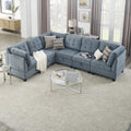 Navy Chenille L Shape Modular Sectional Sofa W307
