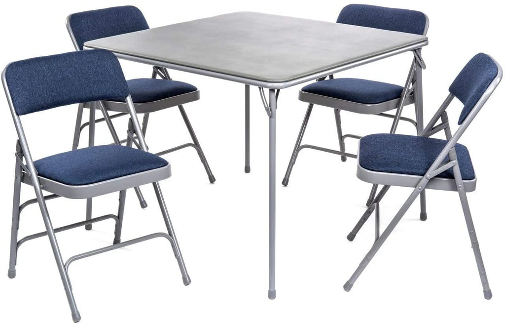 Black 5pc Folding Card Table and Padded Chair Set A950130