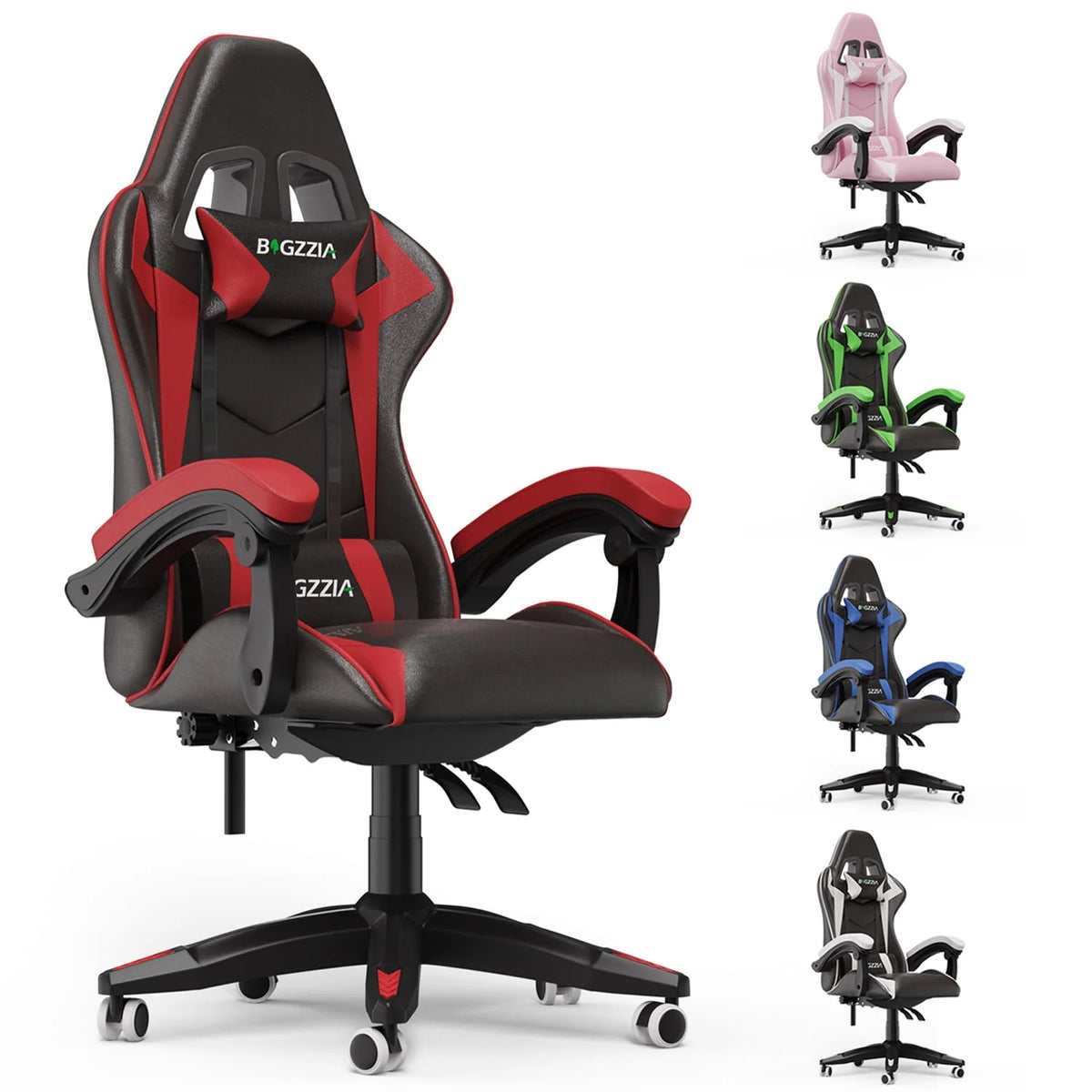 Pink Gaming Chair with Lumbar Support and Headrest L1527